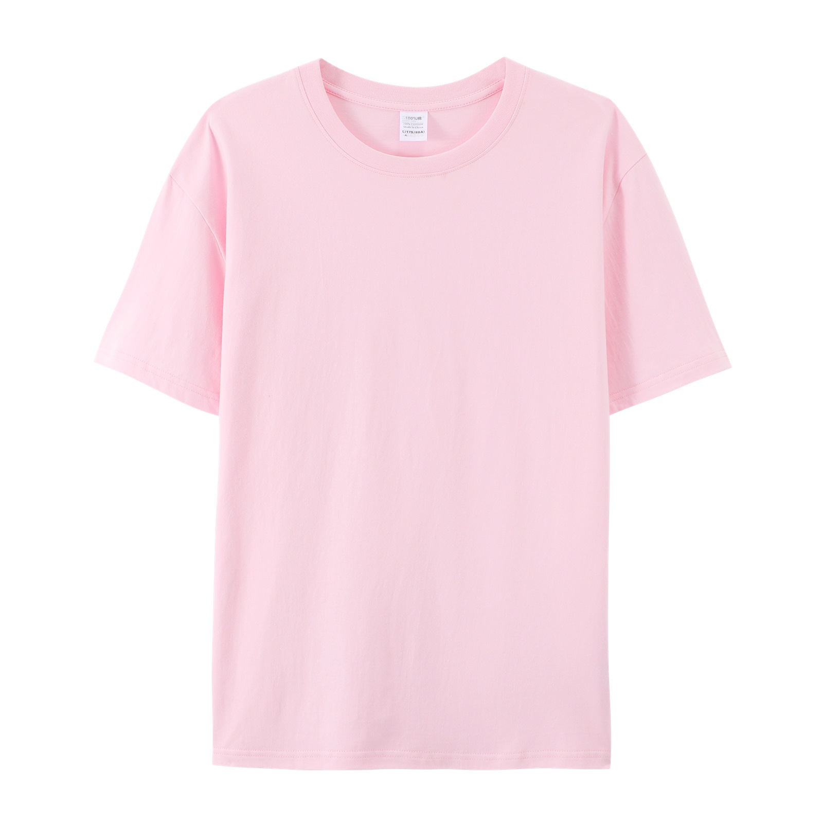 pure 100% cotton T-shirt short sleeve crew neck pink