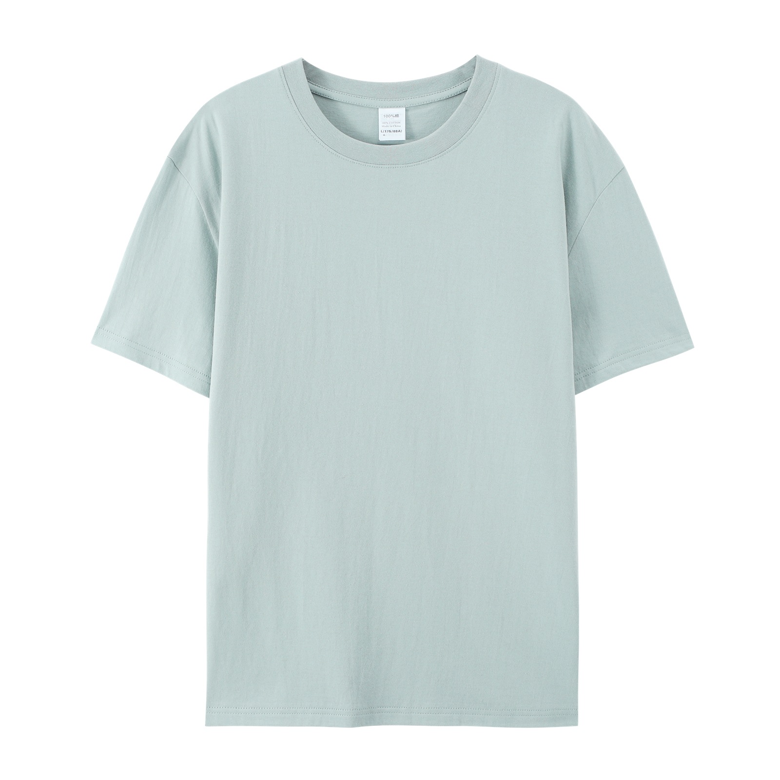 pure 100% cotton T-shirt short sleeve crew neck haze blue