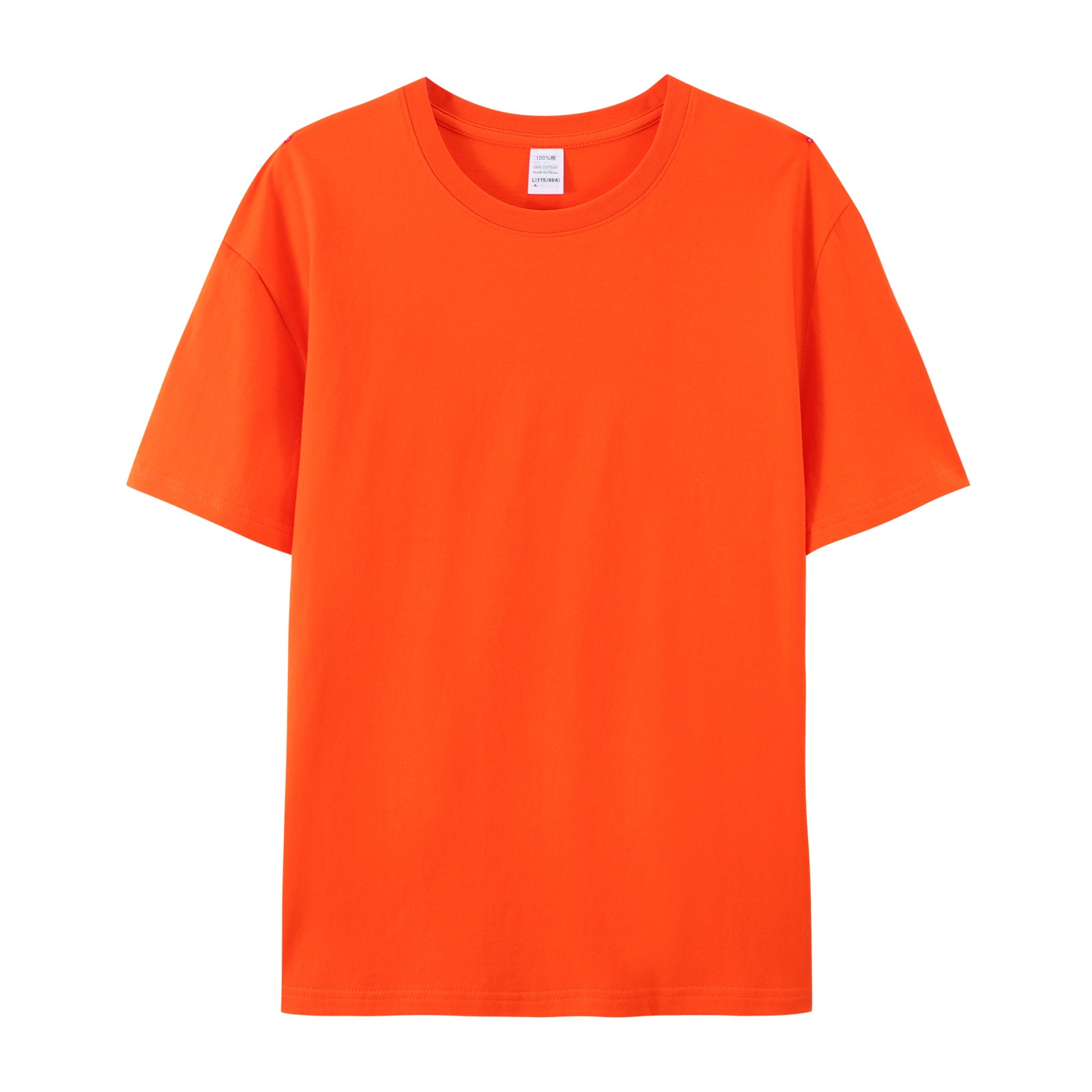 pure 100% cotton T-shirt short sleeve crew neck orange