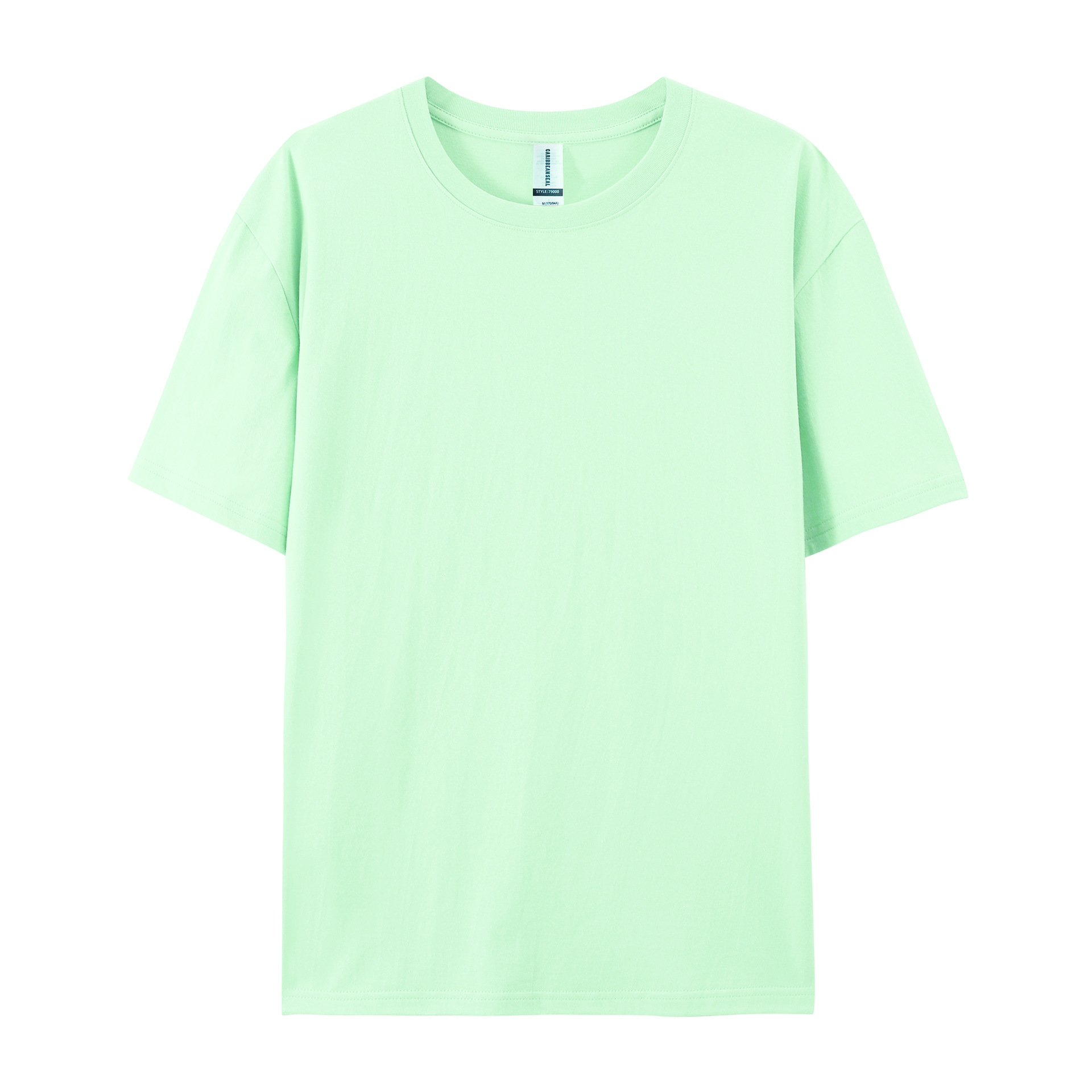 pure 100% cotton T-shirt short sleeve crew neck Light Aqua Green