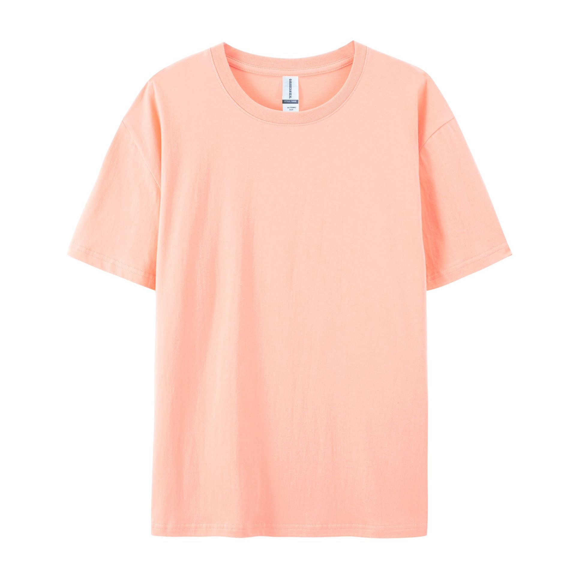 pure 100% cotton T-shirt short sleeve crew neck Peach Red