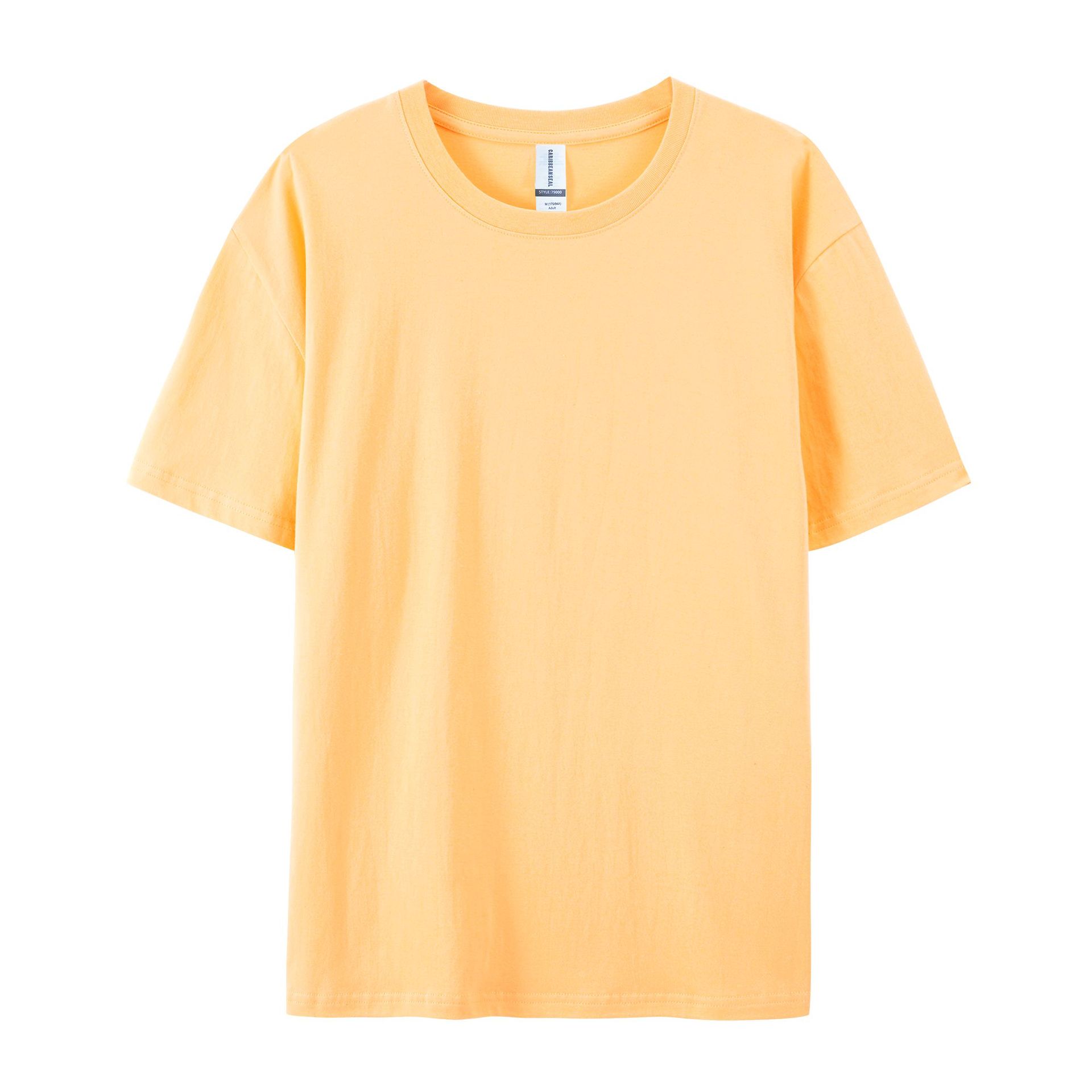 pure 100% cotton T-shirt short sleeve crew neck light orange