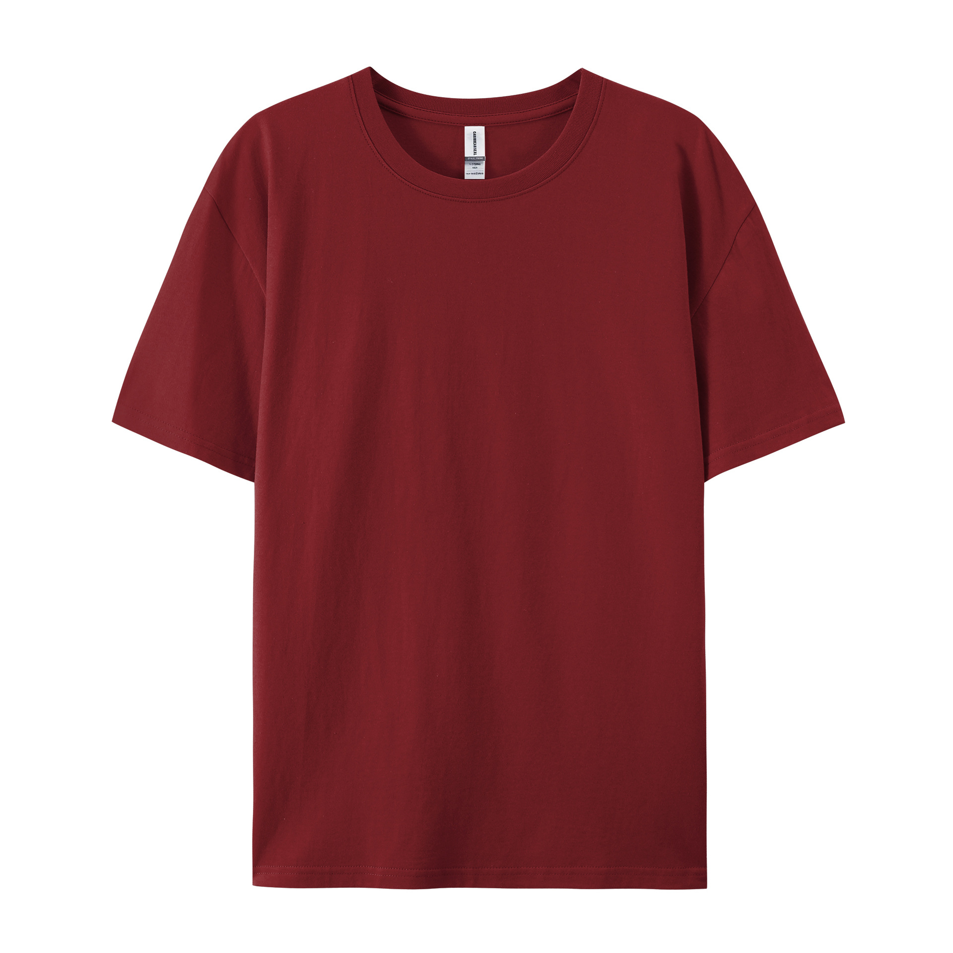 pure 100% cotton T-shirt short sleeve crew neck Wine Red