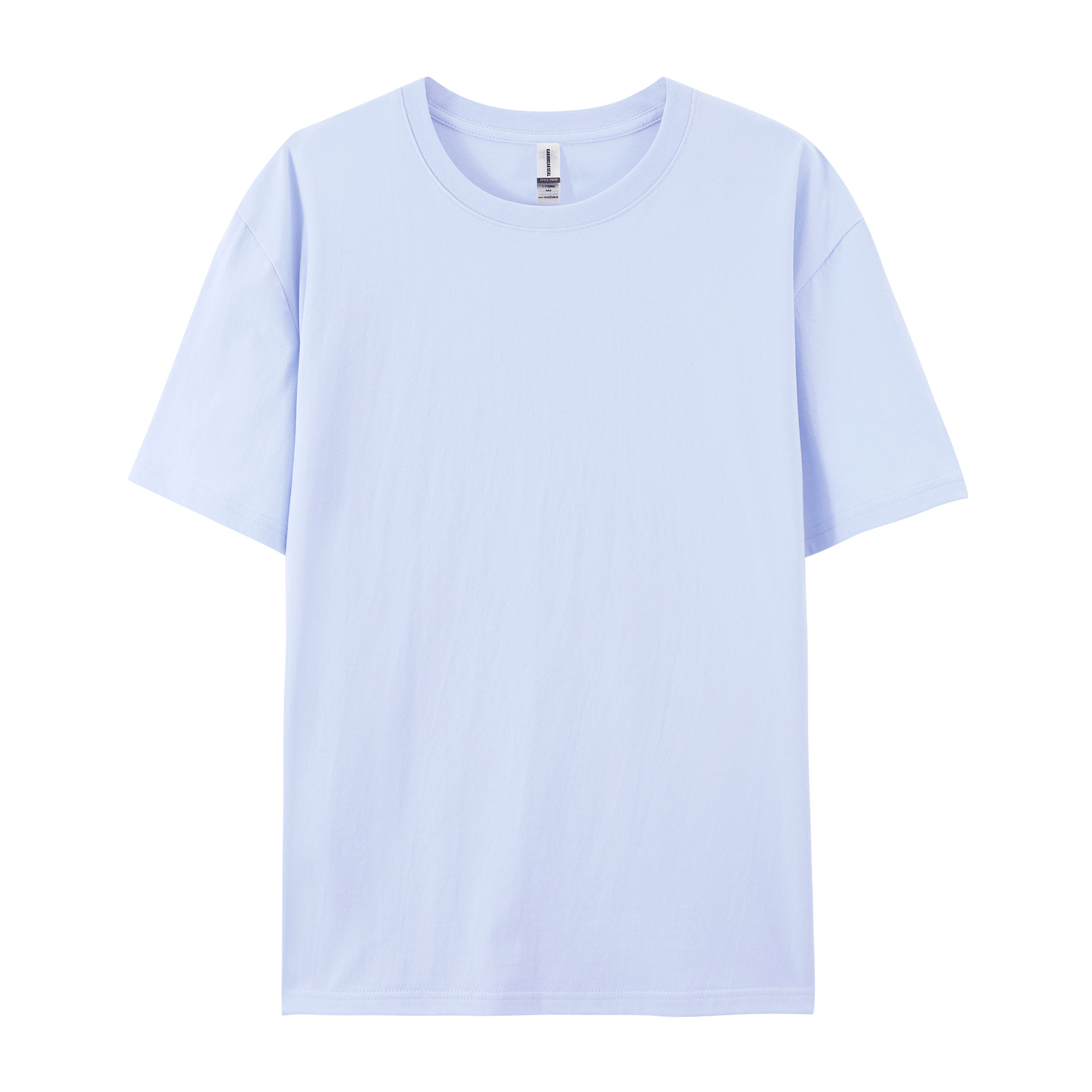 pure 100% cotton T-shirt short sleeve crew neck pastel lilac blue