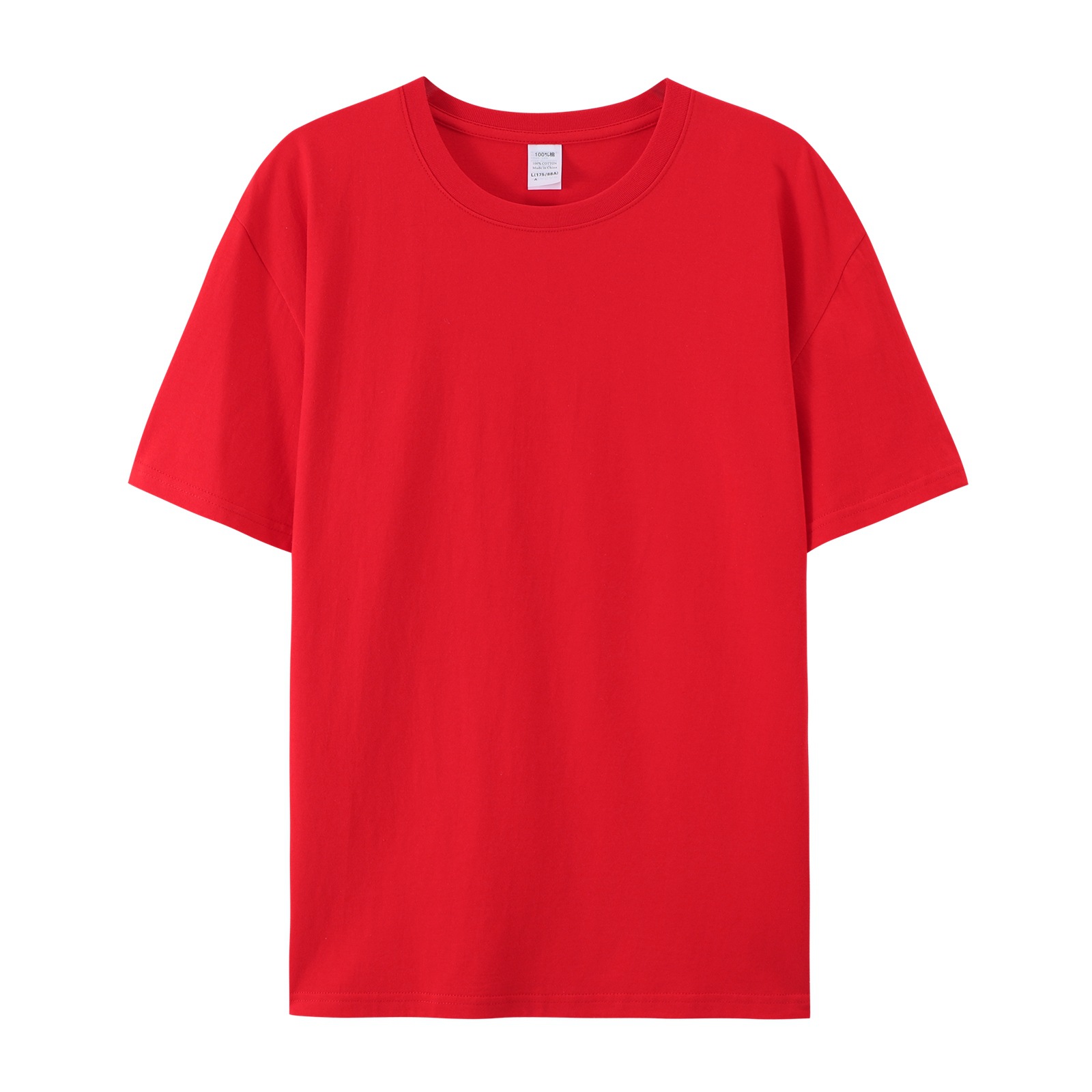 pure 100% cotton T-shirt short sleeve crew neck red