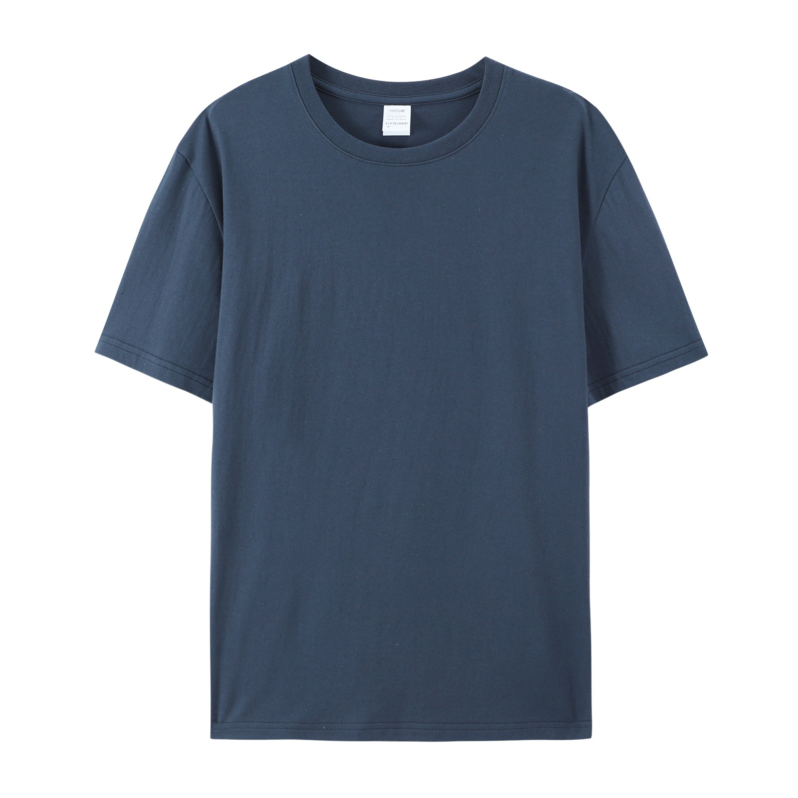 pure 100% cotton T-shirt short sleeve crew neck navy blue