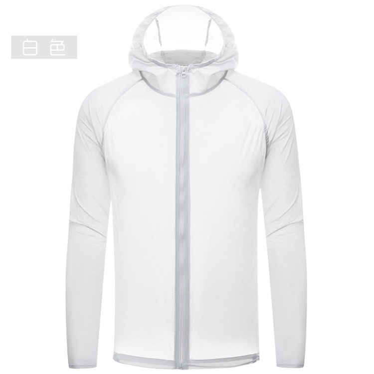 uv sun protection hoodie jacket lightweight raincoat unisex women men lady summer windbreaker white