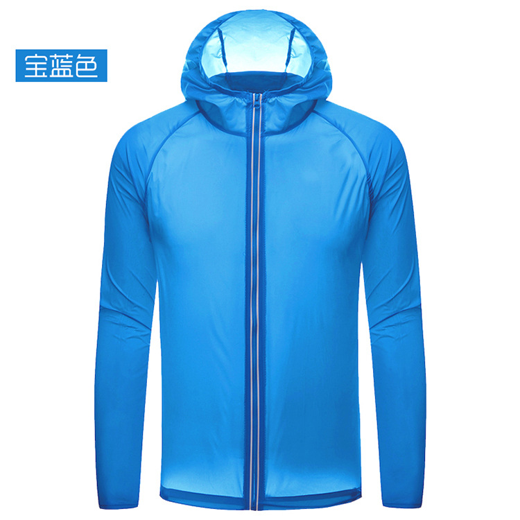 uv sun protection hoodie jacket lightweight raincoat unisex women men lady summer windbreaker royal blue