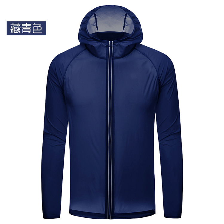 uv sun protection hoodie jacket lightweight raincoat unisex women men lady summer windbreaker navy blue