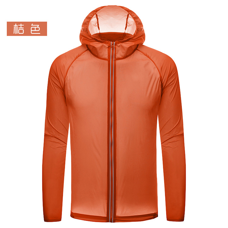 uv sun protection hoodie jacket lightweight raincoat unisex women men lady summer windbreaker orange