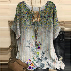 women's batwing short sleeve floral casual top wholesale no minimum