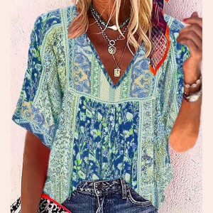 women's boho tribal floral summer casual top wholesale no minimum