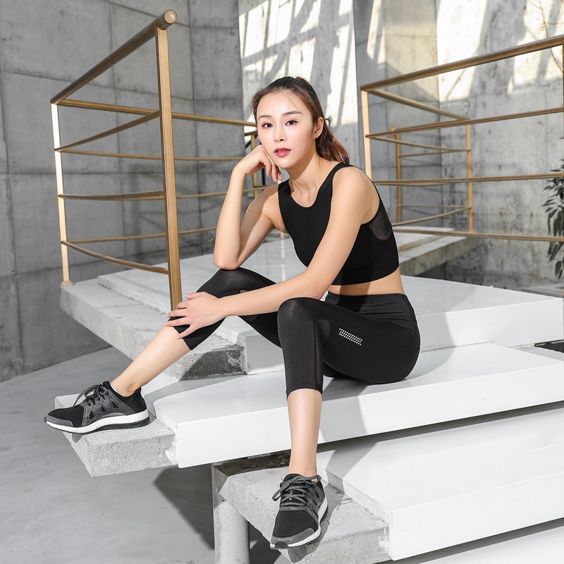 cropped mesh workout leggings butt lifting high waist yoga sports pants wholesale